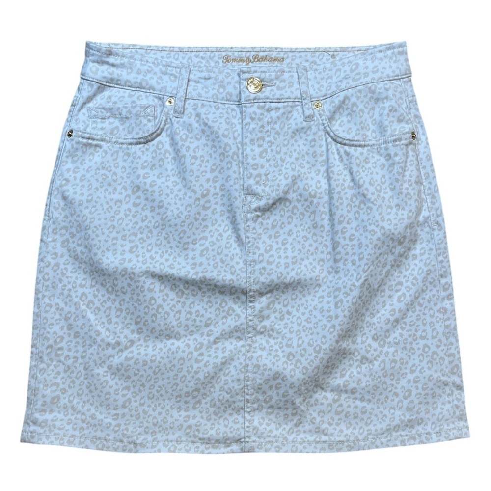 Tommy Bahama Short Skirt Coconut Size 4 Animal Print Cream Stretch Mini EUC